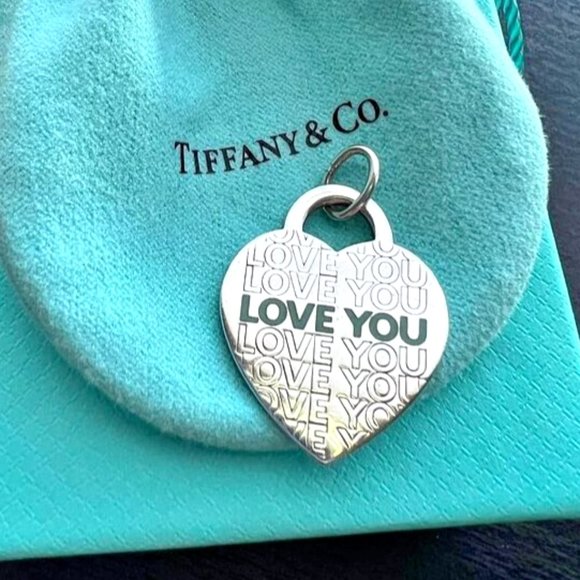 Tiffany Love You Heart Tag Pendant in Silver and Tiffany Blue